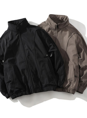 「设计师品牌」春季立领美式短款痞帅飞行员夹克外套男