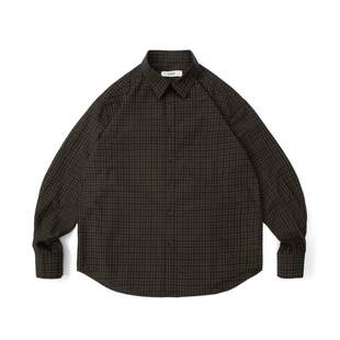 OHOD秋冬新款加厚黑色格子长袖衬衫男女中性款时尚百搭宽松衬衣潮