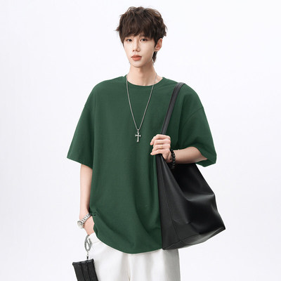 cleanfit短袖黑色男款潮牌内搭300g重磅纯棉t恤三本针小领口半袖