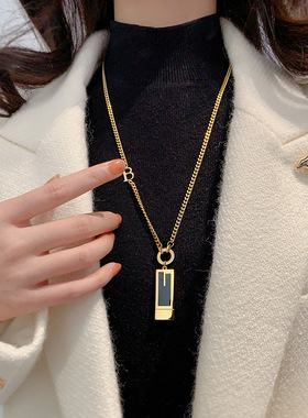 欧美潮流叠戴装饰毛衣链长款项链男女小众设计合金吊坠子项链批发