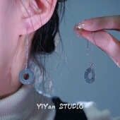 原创小众设计耳线女2026年气质清冷百搭圆珠耳坠平安扣送女友礼物