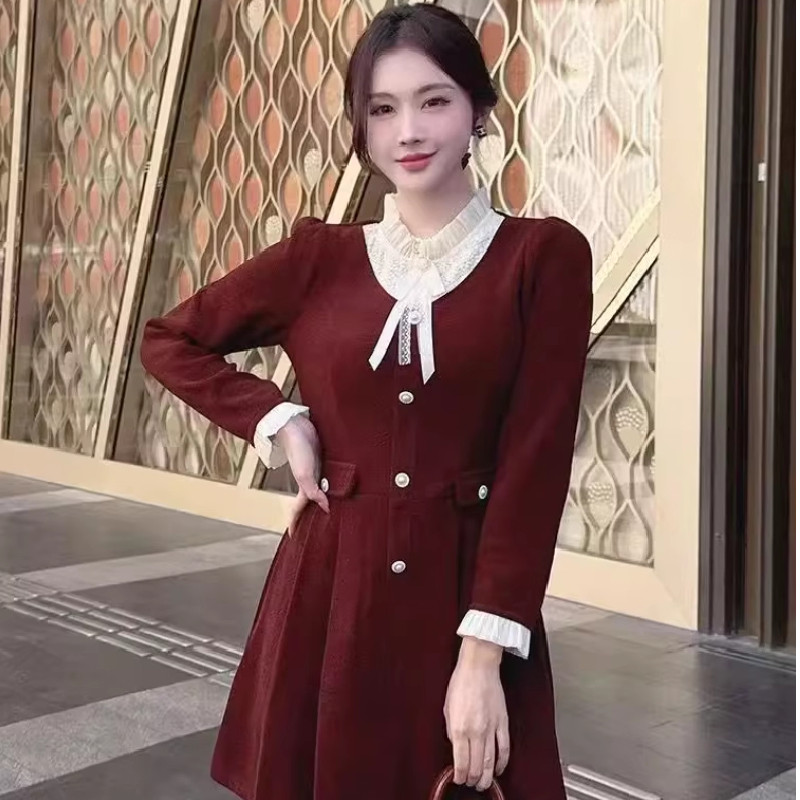 韩版胖MM大码女装秋冬新款连衣裙法式小香风礼服裙亮晶晶百褶裙子
