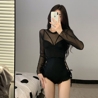 韩国泳衣女性感长袖小胸聚拢水上乐园泳装显瘦遮肚成人女生带胸垫