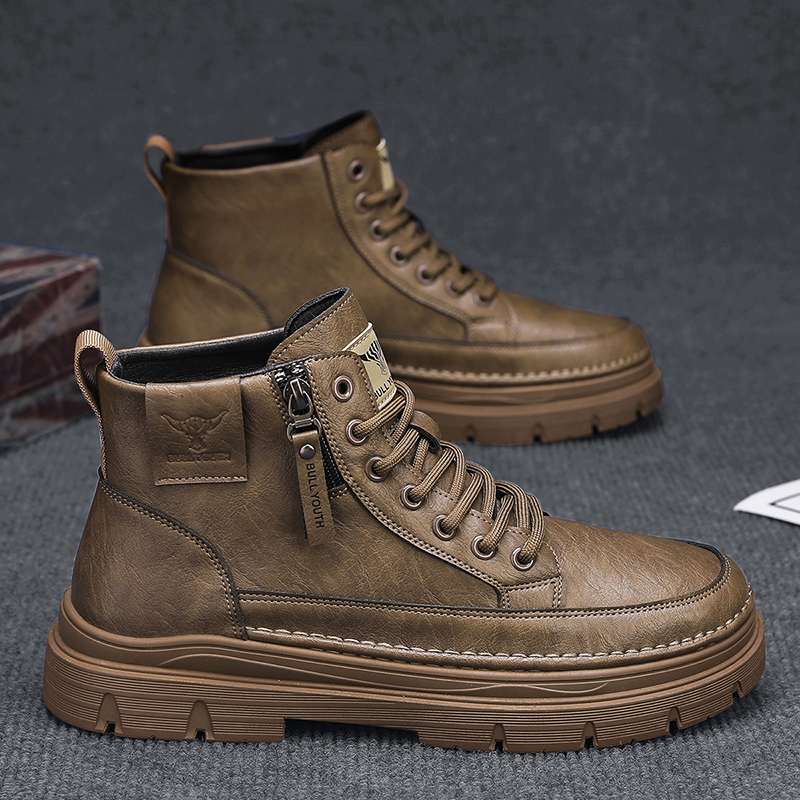 马丁靴男款秋冬季2025新款男士英伦复古休闲百搭厚底防滑机车皮靴