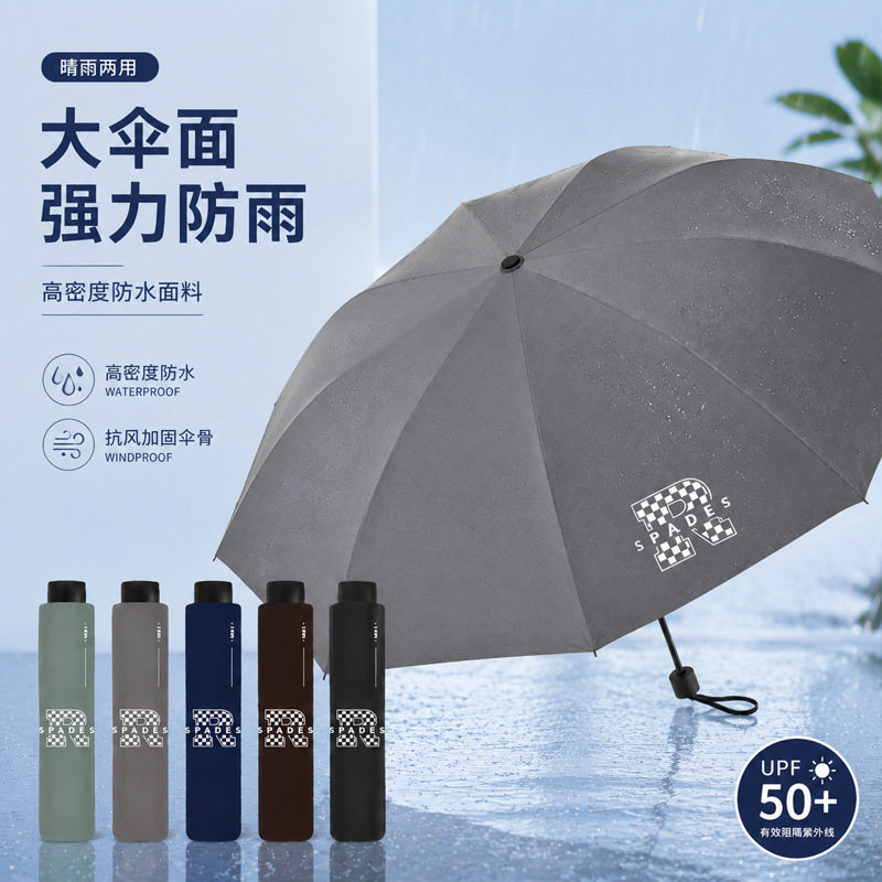 雨伞加固四折全遮黑胶大