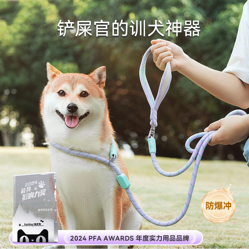 狗狗外出遛狗绳清新撞色