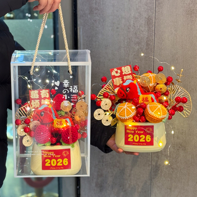 马年手工编织柿柿如意仿真花