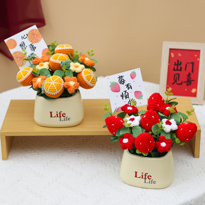 成品手工编织仿真毛线花束