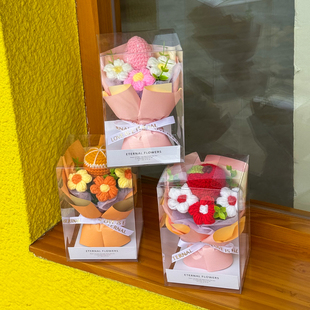 生日礼物柿柿如意平安喜乐仿真毛线花束礼盒情人节礼物送男生女生