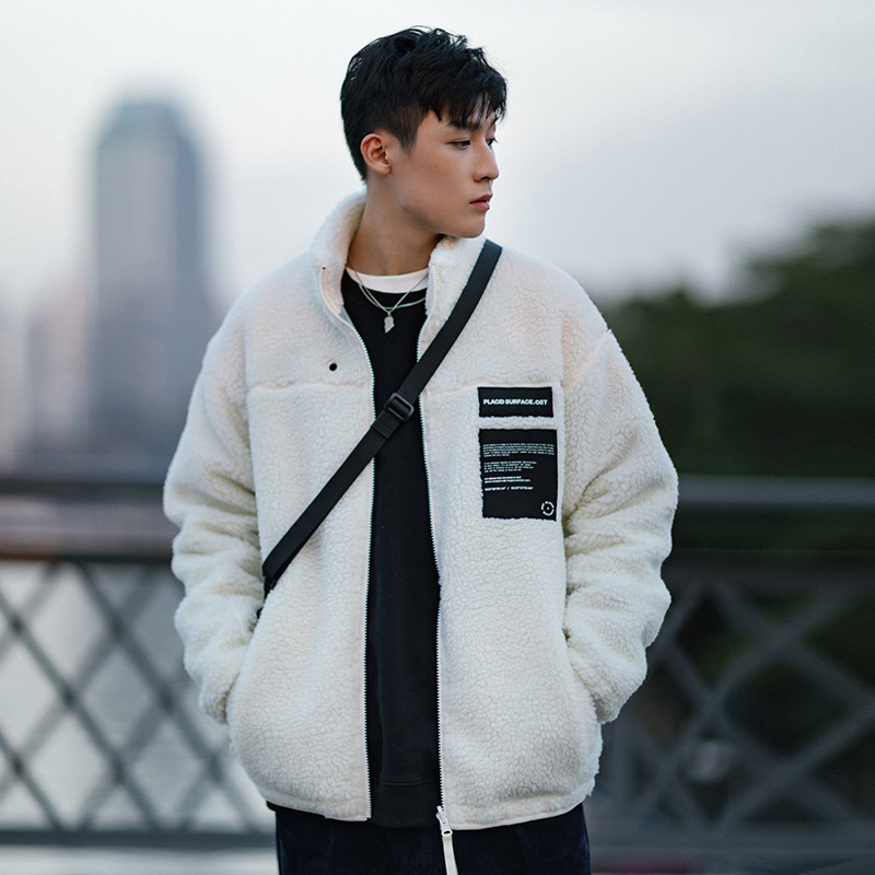 PSO立领羊羔绒外套加厚夹克棉服