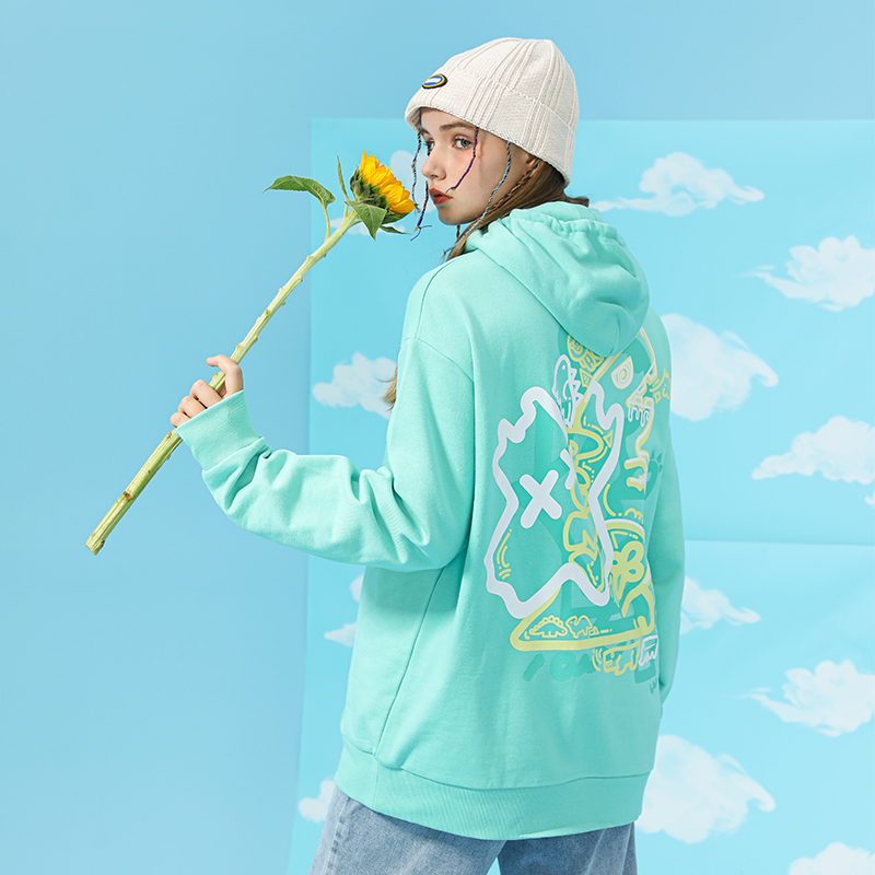 叉叉人小怪兽连帽卫衣帽衫外套男