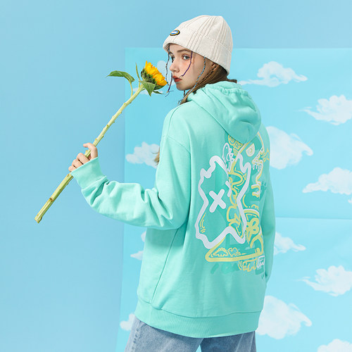 叉叉人小怪兽连帽卫衣帽衫外套男