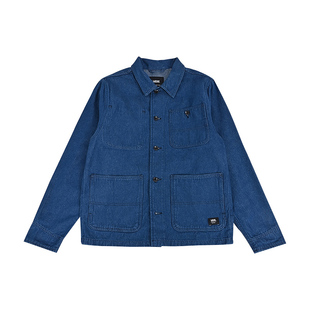 VANS范斯新款男子休闲牛仔夹克外套运动休闲翻领衬衫VN000P77AFM