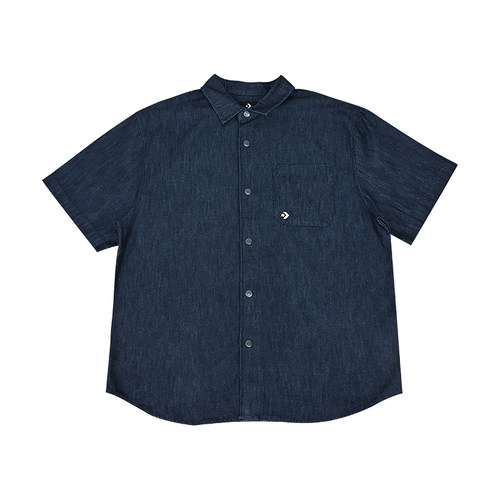 Converse匡威新款男子运动休闲牛仔短袖衬衣宽松百搭上衣MCH628