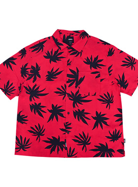 VANS范斯夏季新款男士休闲枫叶红色印花潮流短袖衬衫VN000VTKIZQ