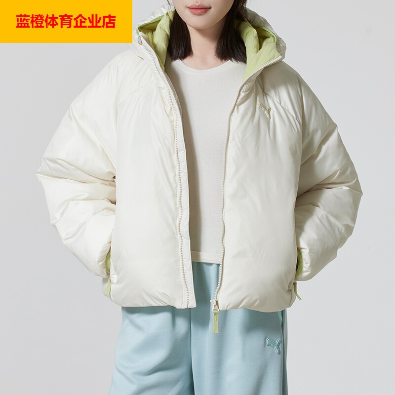 PUMA棉服女装2025新款保暖连帽防风外套运动服棉衣棉袄635731