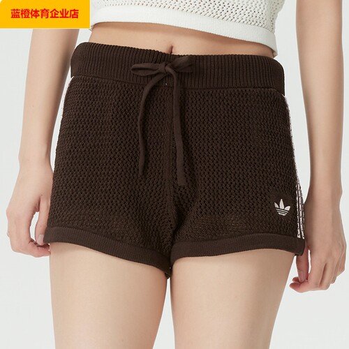 阿迪达斯三叶草系列女裤运动裤 CROCHET SHORTS 针织短裤 KE0197