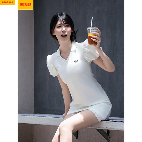 阿迪达斯三叶草修身连衣裙女2026夏季新款休闲裙运动裙KE3437