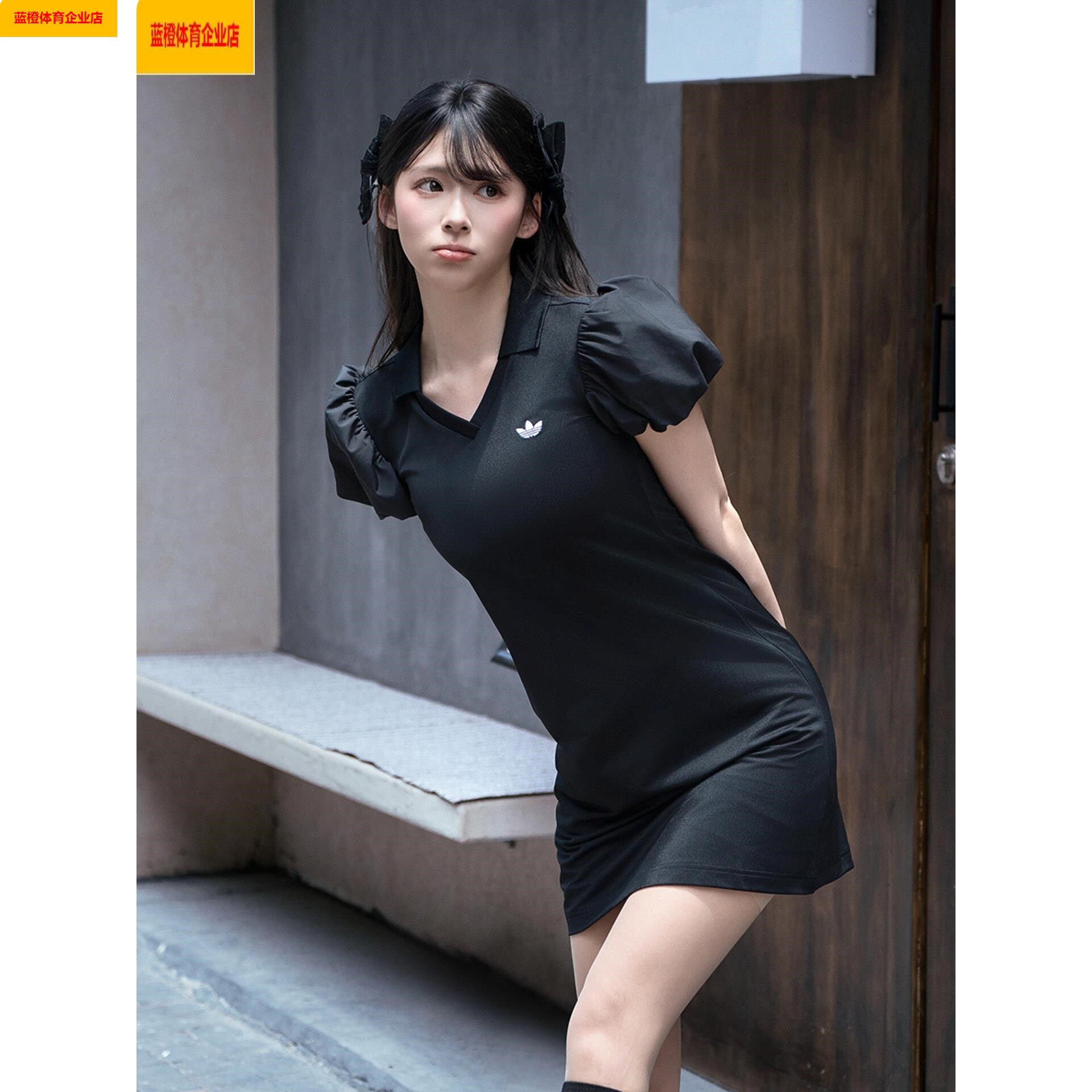 阿迪达斯三叶草连衣裙夏季新款透气裙子女士时尚休闲裙KD0302