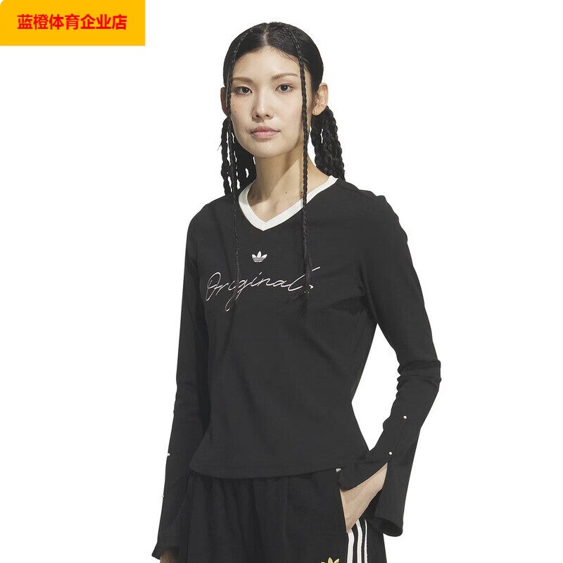 阿迪达斯三叶草 2026新款女装时尚潮流运动服休闲长袖T恤KS2381