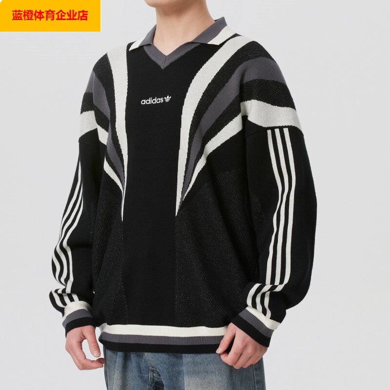 阿迪达斯三叶草男装2026春季新款运动服户外休闲套头衫毛衣KW2018