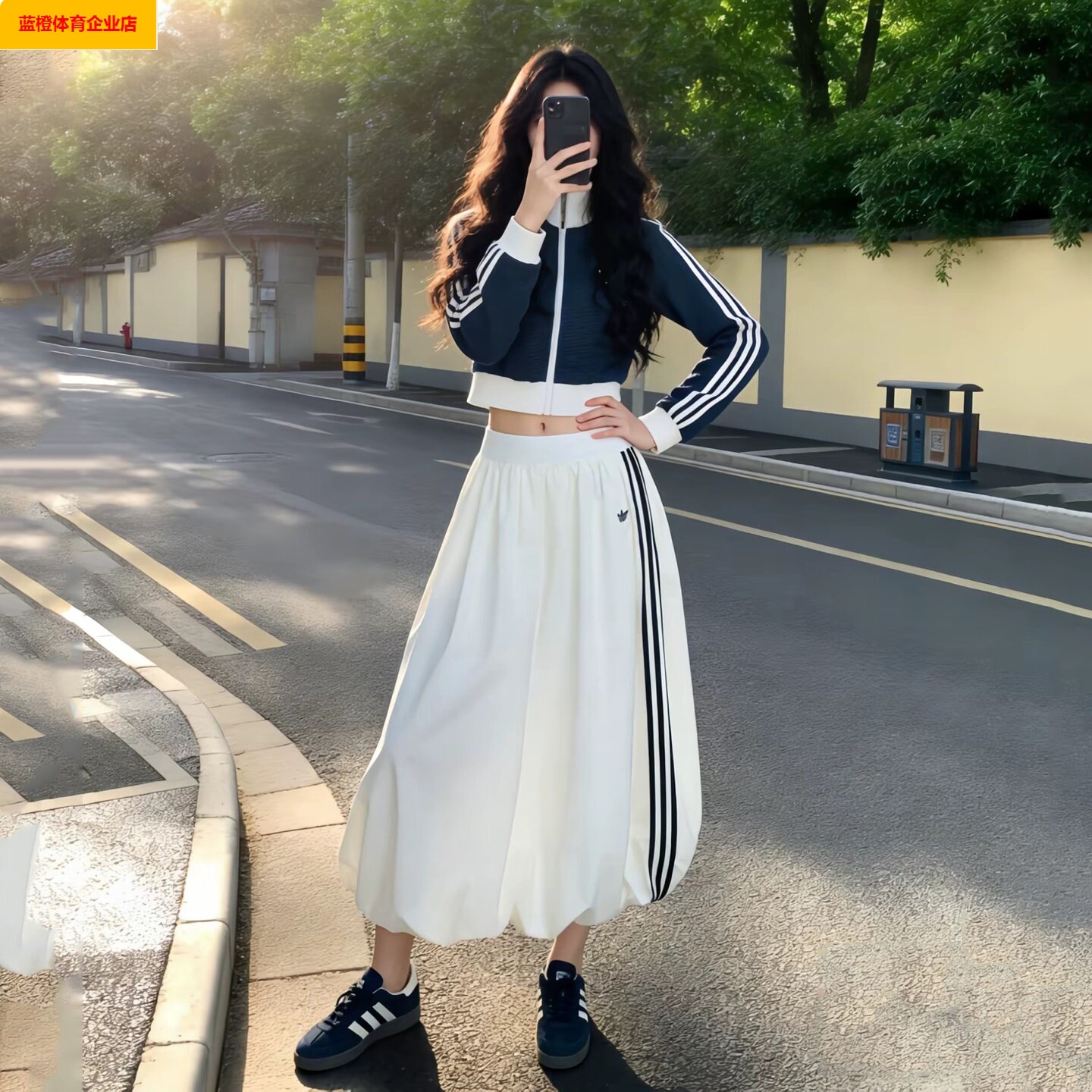 阿迪达斯宋雨琦同款三叶草裙子女2026新款蓬松花苞裙运动裙KE3441