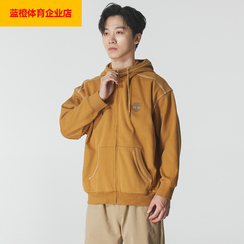 添柏岚小麦色针织夹克男2025秋季新款户外连帽运动服休闲A6NC3P47