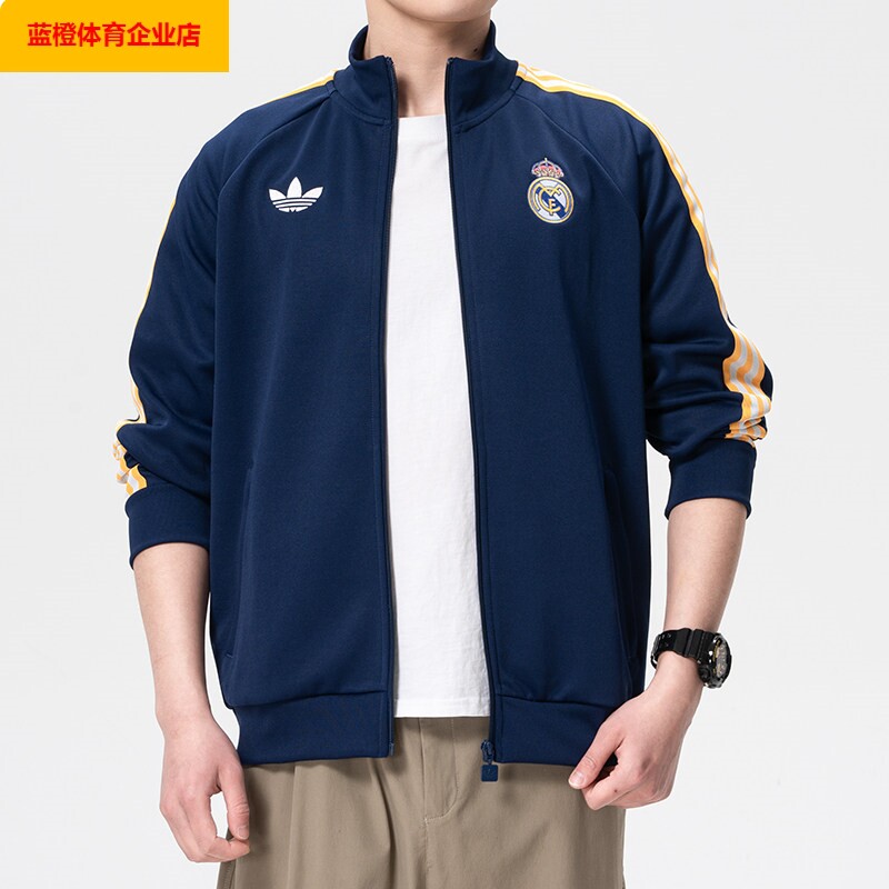 阿迪达斯外套男装2026春季新款足球训练服休闲宽松立领夹克KE3846
