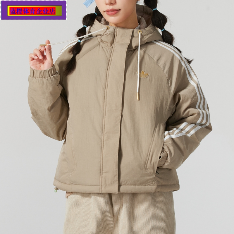阿迪达斯三叶草女装2025蛇年新年款运动服保暖LNY连帽棉服KA5314