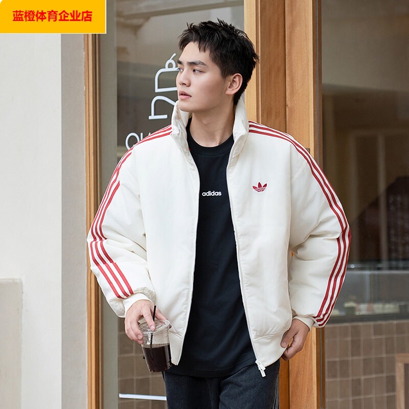三叶草棉服男装条纹复古立