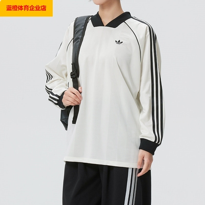 阿迪达斯三叶草长袖T恤女装2026春季新款休闲运动服套头KG3711