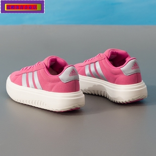 阿迪达斯粉色板鞋女鞋2025秋季新款休闲鞋厚底显高松糕鞋潮KI5138