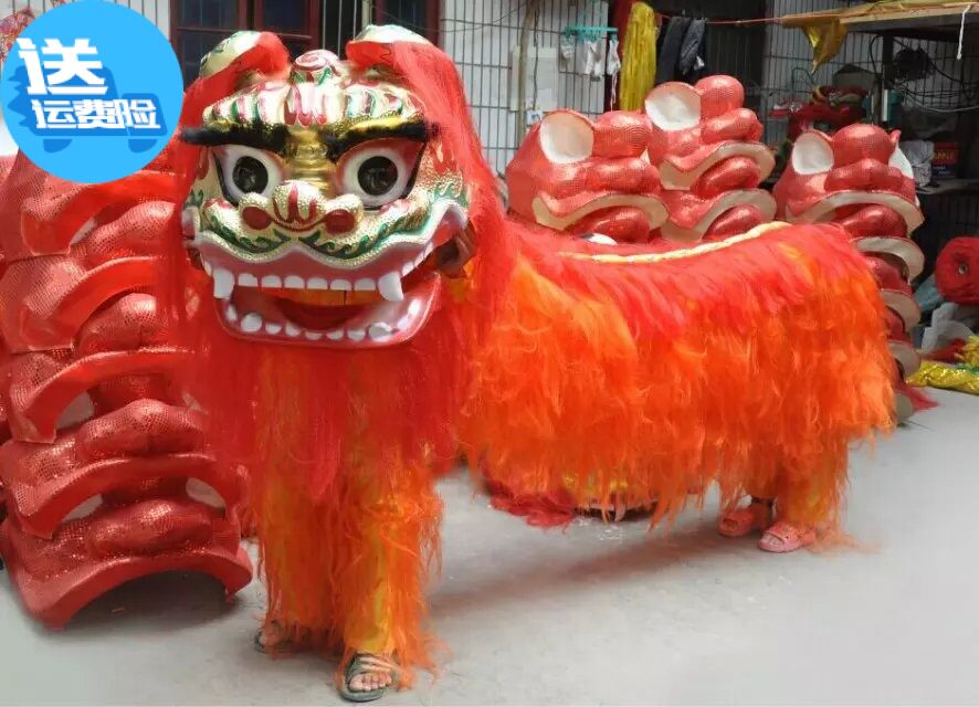 特价双人舞狮子道具醒狮狮头狮子皮舞龙舞狮道具南狮北狮秧歌用品