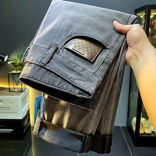 薄款 显瘦灰色百搭痞帅小脚休闲长裤 凉感天丝牛仔裤 修身 子 男士 夏季