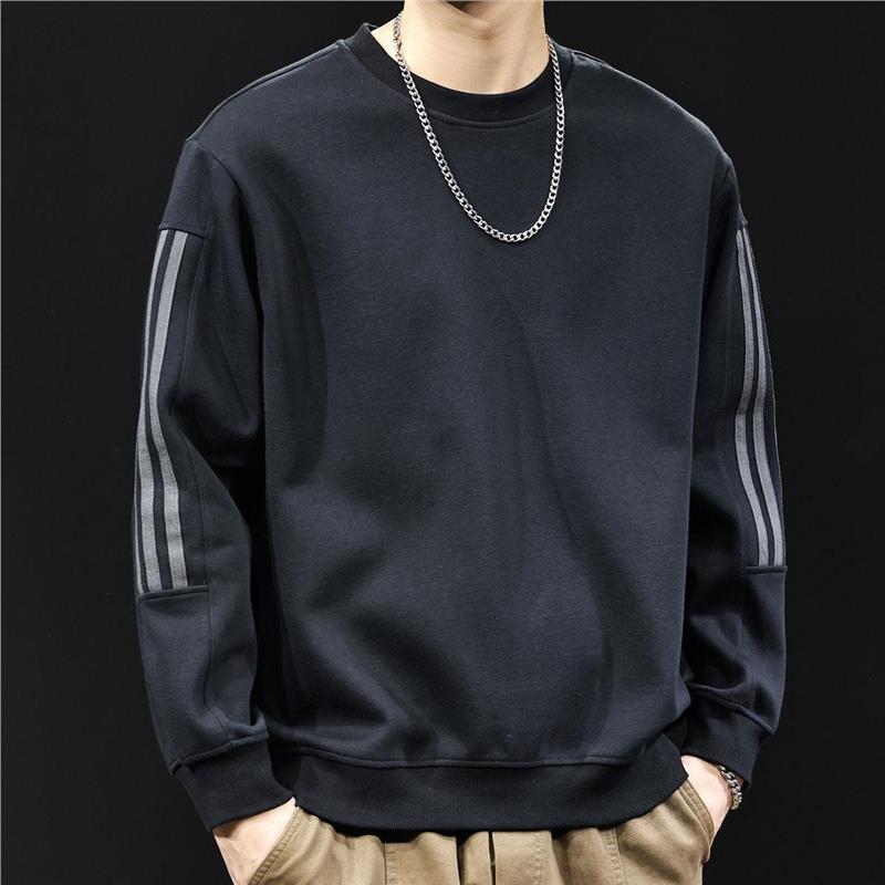 条纹拼接卫衣男春秋款衣服男士长袖潮牌春季2025新款胖子大码百搭