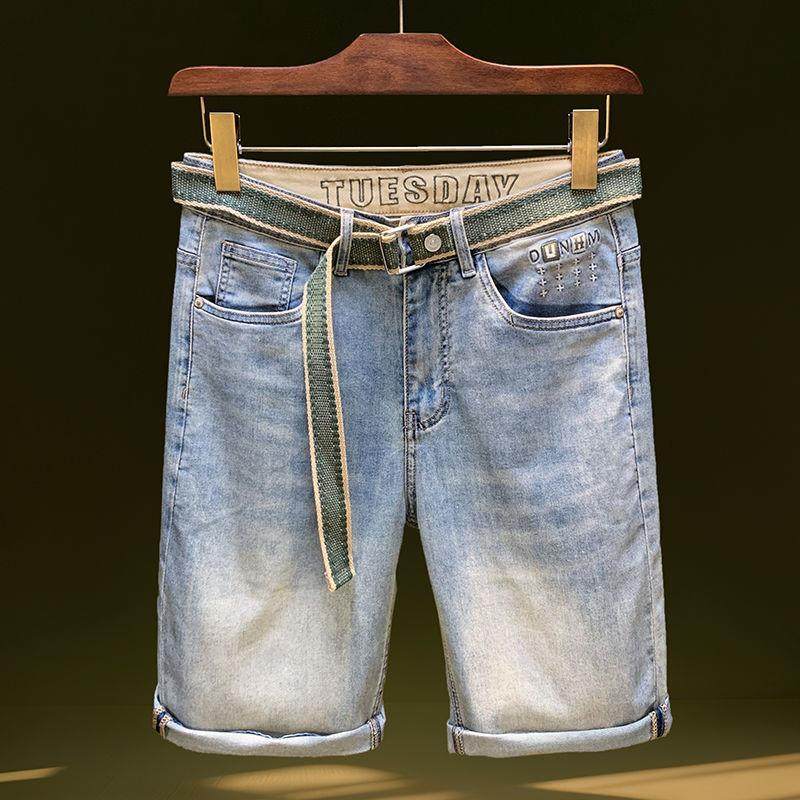 高端男士牛仔五分裤夏季潮流修身直筒外穿短裤水洗百搭弹力马裤,男装,短裤,淘宝优惠券,粉丝福利购,淘宝优惠卷