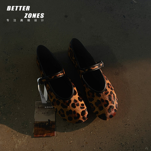 芭蕾舞单鞋 复古豹纹一字扣马毛平底玛丽珍鞋 野性凝视 Better