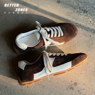 薄底休闲鞋 真皮拼色运动芭蕾德训鞋 女 原创手工鞋 Better