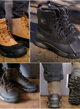 新款现货SOREL冰熊 BUXTON LITE 男中高帮雪地靴防寒防水防滑冬靴