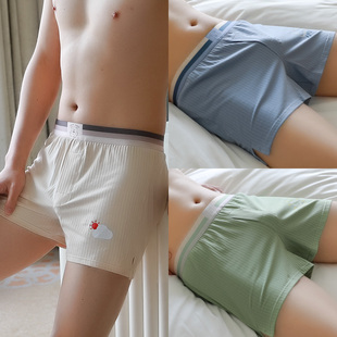 内裤男士纯棉透气宽松阿罗裤男生中腰可爱卡通小熊平角裤大码裤头