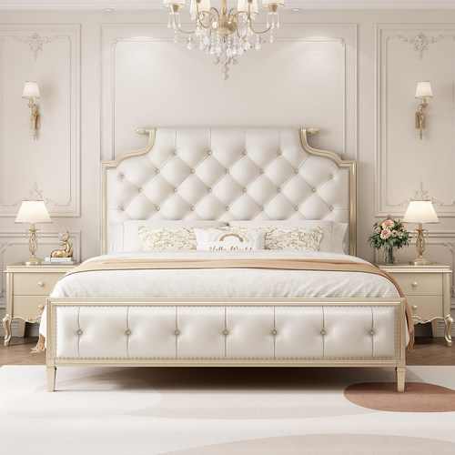 【头层牛皮】美式轻奢牛角大床