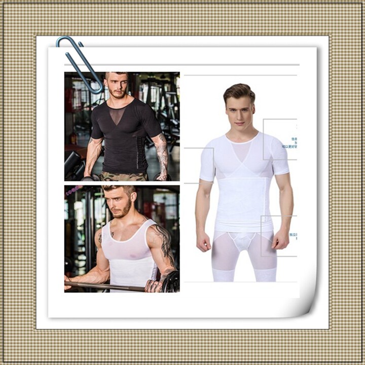男塑身衣收腹束腰束胸加压塑型衣 健身运动背心双层束身衣啤酒肚