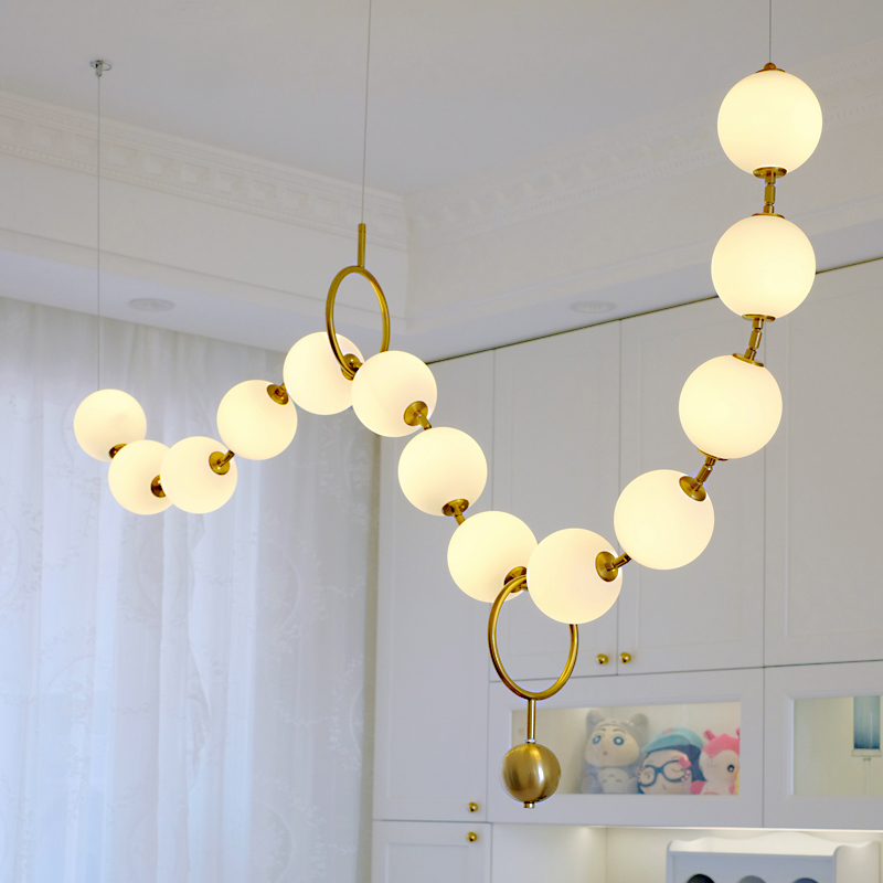 法式餐厅吊灯客奶油风岛