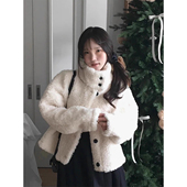 厚实保暖长袖 学院风立领羊羔毛保暖外套女2025冬季 新款 棉服上衣