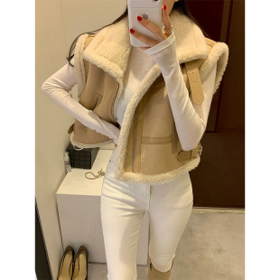 良良家皮毛一体羊羔毛马甲外套女2026秋冬新款高级感保暖外穿上衣