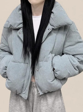 百搭小个子灯芯绒面包服棉衣外套