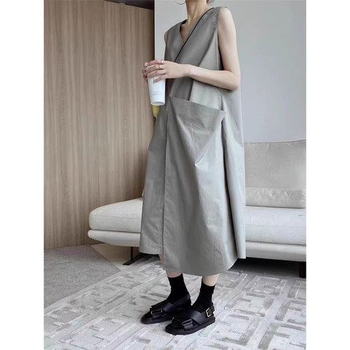 小众慵懒风前后两穿背心连衣裙女