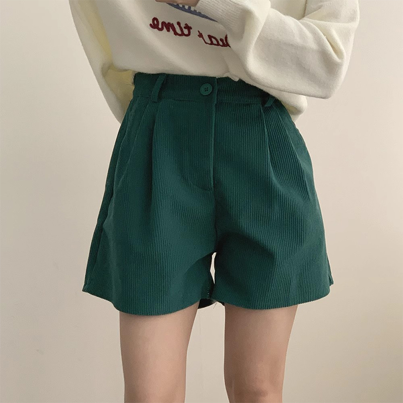 高腰显瘦灯芯绒休闲裤短裤