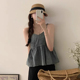 良良家复古气质V领牛仔小吊带女夏季 港风拼接荷叶边外穿上衣 新款