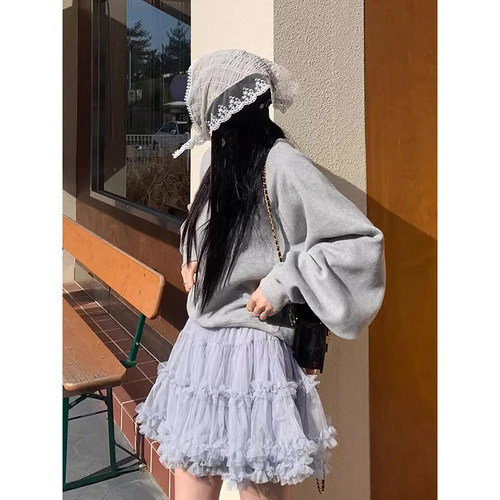 小众木耳边网纱半身裙蛋糕裙短裙